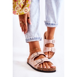 PE1 Damenhausschuhe auf Kork mit Schnallen Rose Gold Vivio rosa 2