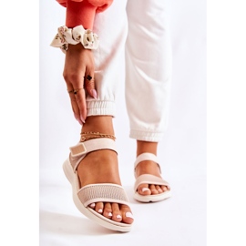 PE1 Bequeme Damensandalen mit Klettverschluss Beige Sidney 1