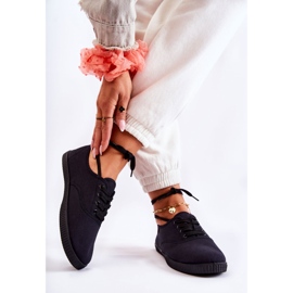 PE1 Klassische Turnschuhe der Frauen gebundenes schwarzes Dellis 2