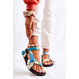 PM1 Damensandalen mit grünem Caprisa-Klettverschluss weiß 1