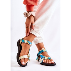 PM1 Damensandalen mit grünem Caprisa-Klettverschluss weiß 2