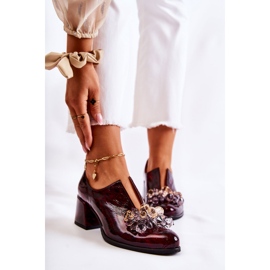 PA2 Ledermosaikschuhe mit transparenter kastanienbrauner Dekoration Delaver rot mehrfarbig 1