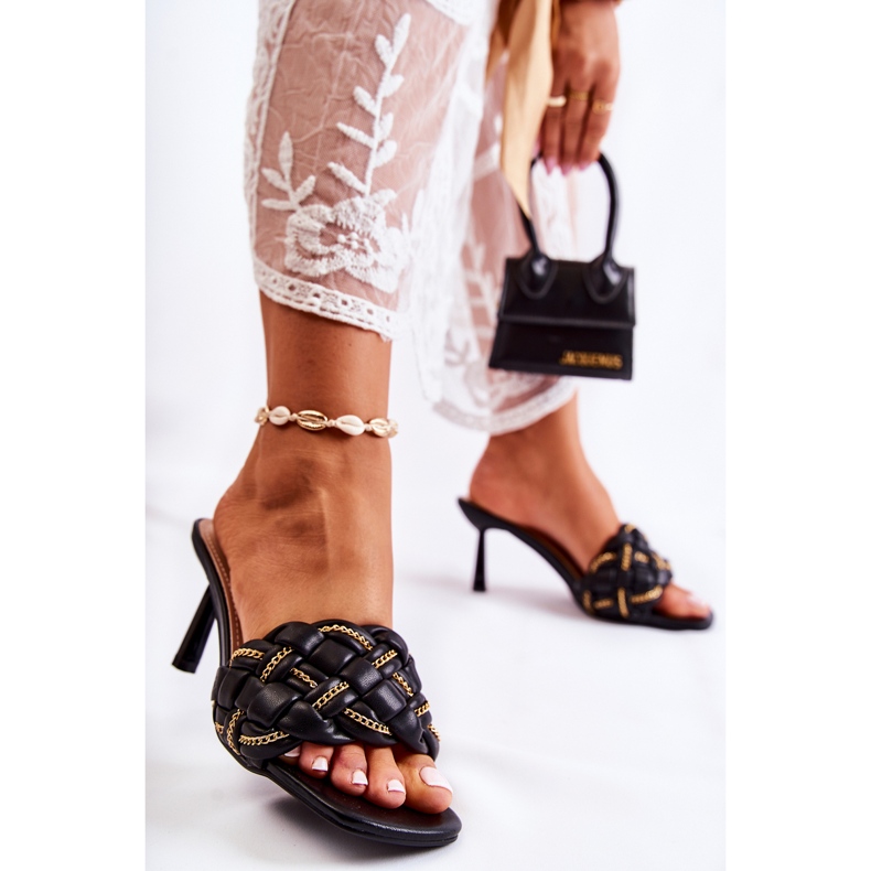 FS1 Schwarze geflochtene Damenhausschuhe Sulea 1