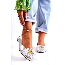 PA2 Lederballerinas auf High Heels mit silberner Elena-Verzierung silber- 1