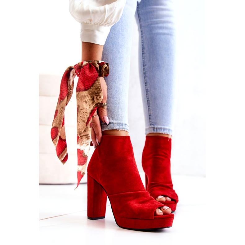 WS1 Stiefel auf einer Stange Open Toes Red Adore rot 4