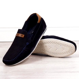 Lederslipper Bugatti M HH153084 marineblau braun 1