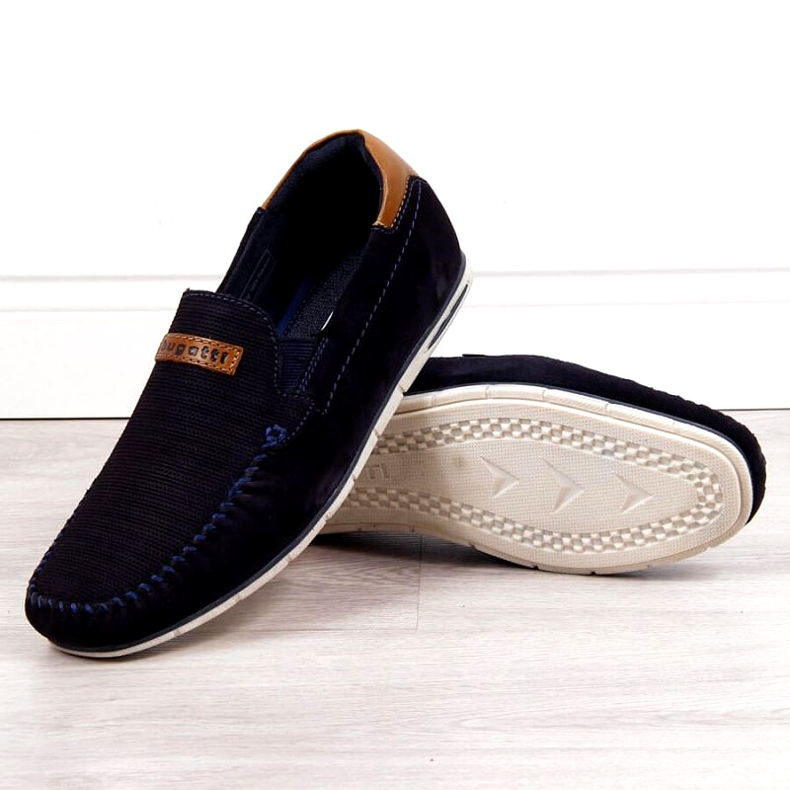 Lederslipper Bugatti M HH153084 marineblau braun navy blau 1