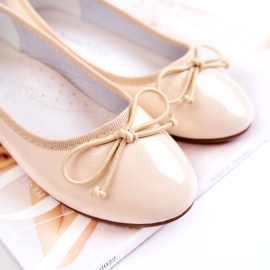 S.Barski Kinder-Ballerinas aus Lackleder mit Schleife, beige 2