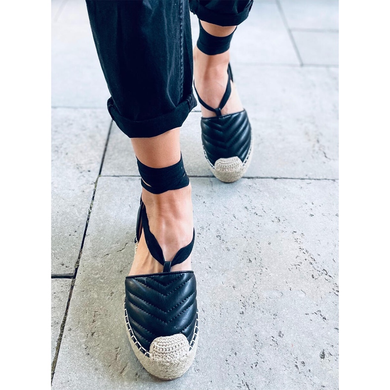 Freesia Schwarze knöchelgebundene Espadrilles 2