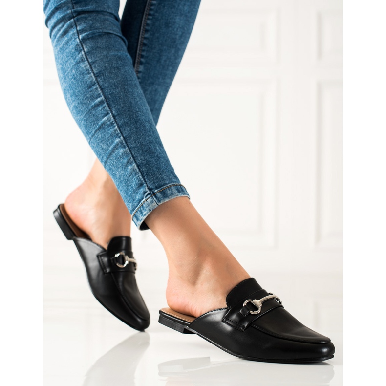 SHELOVET Schwarze Hausschuhe Loafer 1