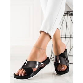 Groto Gogo Schimmernde schwarze Hausschuhe 1