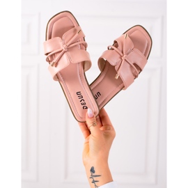 SHELOVET Hausschuhe mit Zierbindung rosa 1