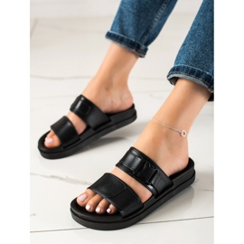 SHELOVET Schwarze Hausschuhe mit Schnalle 1