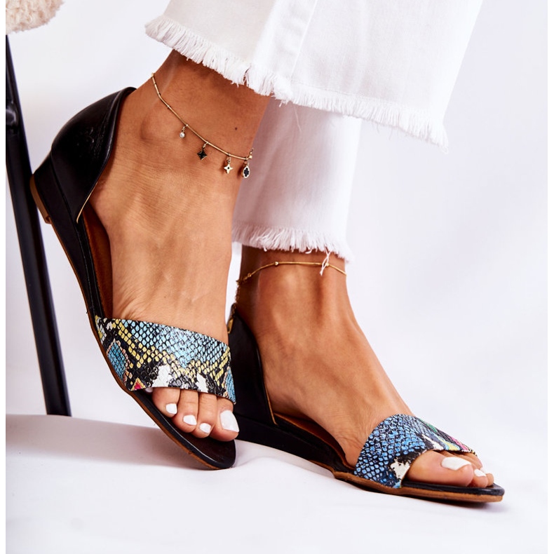 Leder Maciejka 1971-63 Schwarze Sandalen mehrfarbig 1