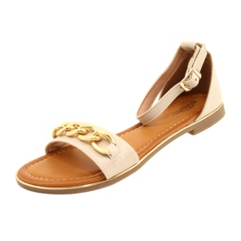 Evento Frauensandalen mit Goldkette 22SD35-4876 Beige 4
