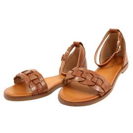 Evento Damensandalen mit Zopf 22SD35-4604 Camel braun 2