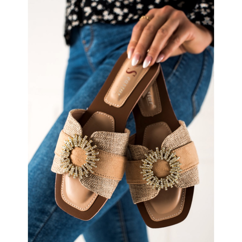 Seastar Hausschuhe mit Zirkonia-Dekoration beige 2