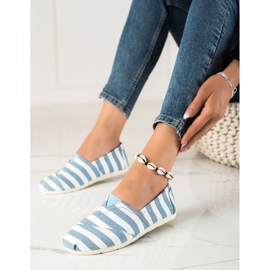 Black Forest Gestreifte Slipper weiß blau 1