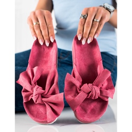 SHELOVET Modische Hausschuhe mit Schleife rosa 1