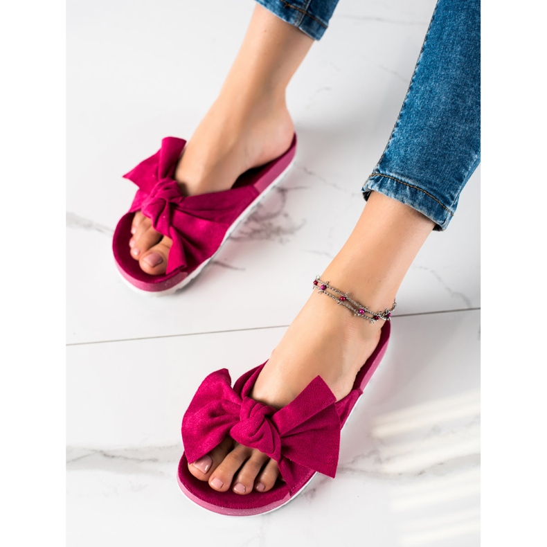 SHELOVET Modische Hausschuhe mit Schleife rosa 1