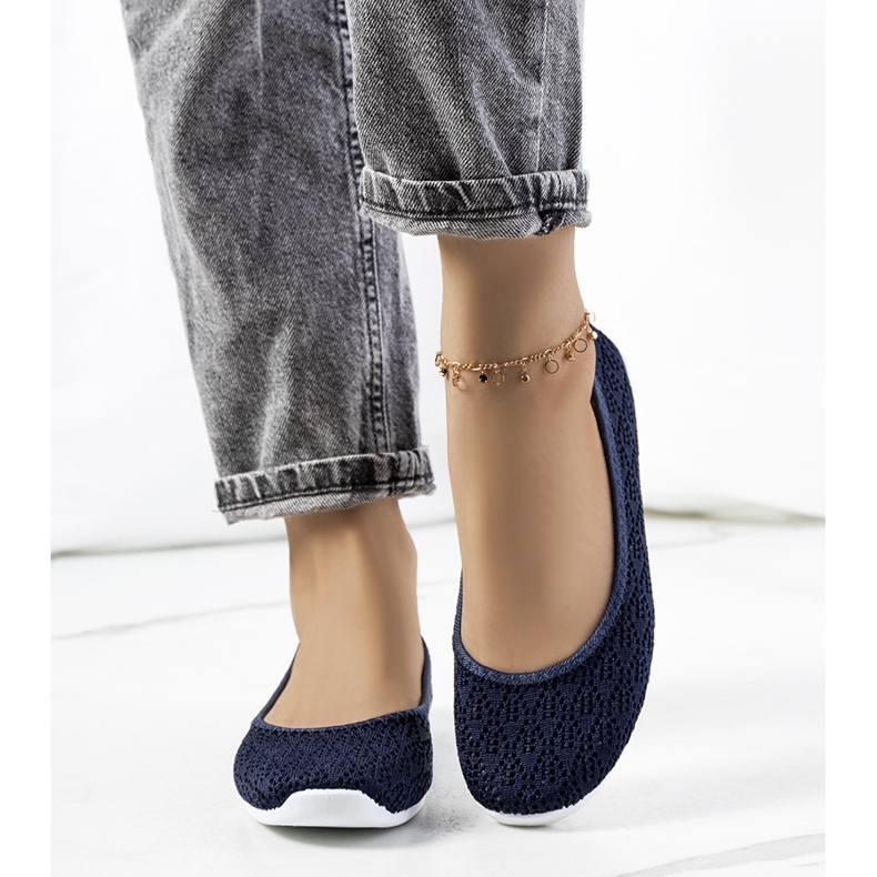 Marineblaue, durchbrochene Ballerinas von Holmen 1