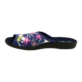 Damenhausschuhe mit Blumen Adanex Sara SAK1 27272 marineblau blau rosa grün 2