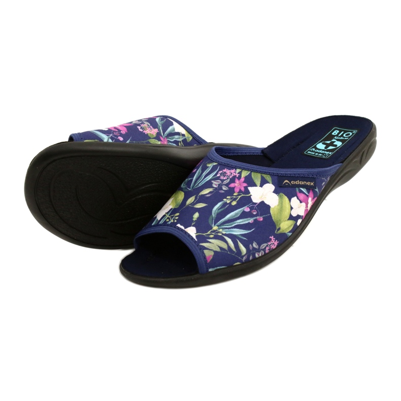 Damenhausschuhe mit Blumen Adanex Sara SAK1 27272 navy blau blau rosa grün 5
