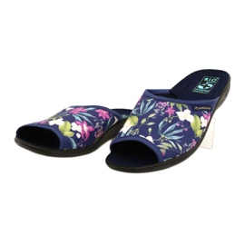 Damenhausschuhe mit Blumen Adanex Sara SAK1 27272 marineblau blau rosa grün 3