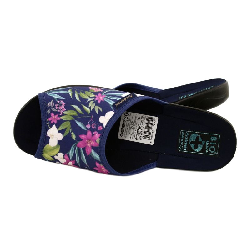 Damenhausschuhe mit Blumen Adanex Sara SAK1 27272 navy blau blau rosa grün 6