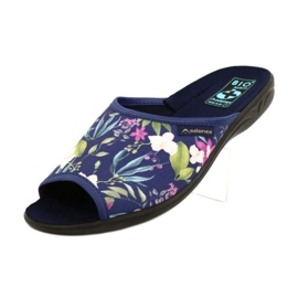Damenhausschuhe mit Blumen Adanex Sara SAK1 27272 marineblau blau rosa grün 4