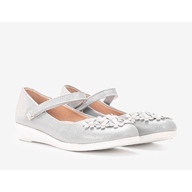 Grau glänzende Ballerinas für Kinder Alaja silber- 1