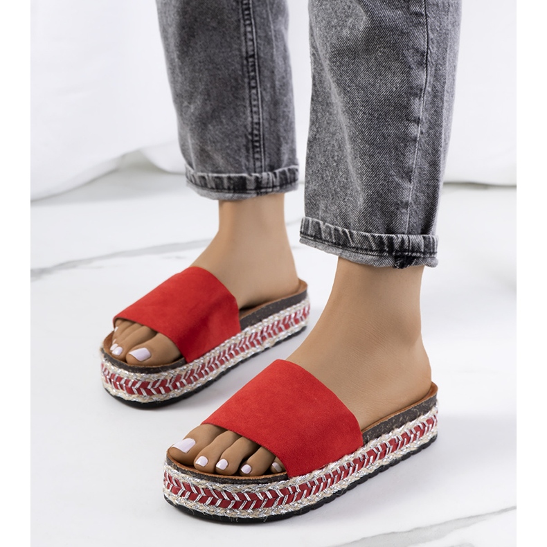 Rote Sandalen auf der Bonython-Korksohle 1