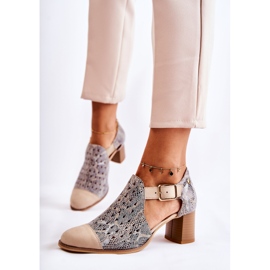 Durchbrochene Lederstiefeletten für Damen Maciejka 04962-04 Beige 1