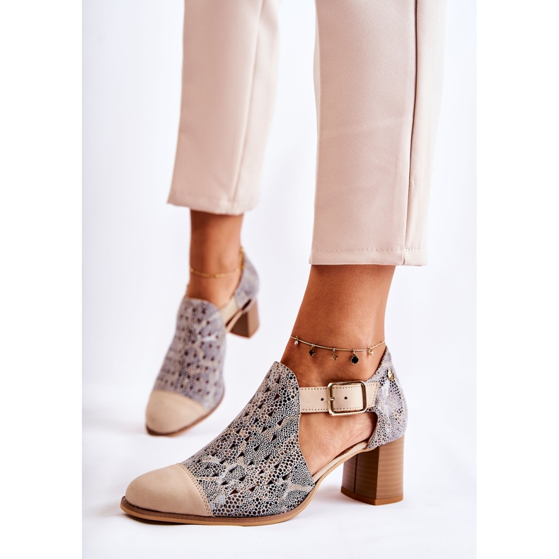 Durchbrochene Lederstiefeletten für Damen Maciejka 04962-04 Beige 1