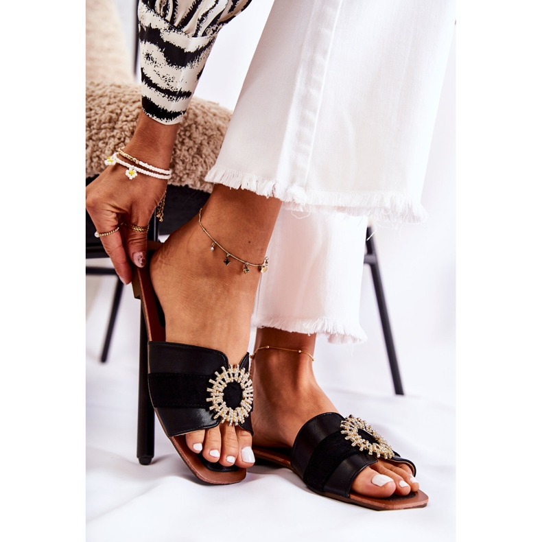 PS1 Bequeme Damenhausschuhe mit schwarzem Ginera-Ornament 1