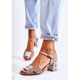 Ledersandalen mit hohem Absatz Maciejka 04120-10 Beige 1