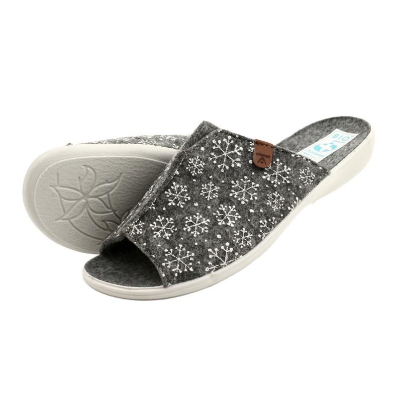 Adanex Filz-Schneeflocken-Hausschuhe 24217 weiß grau 5