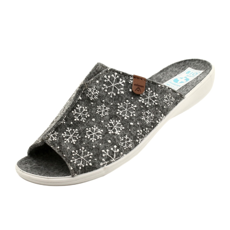 Adanex Filz-Schneeflocken-Hausschuhe 24217 weiß grau 4