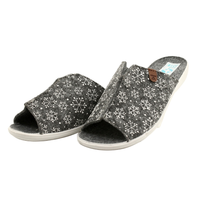 Adanex Filz-Schneeflocken-Hausschuhe 24217 weiß grau 3