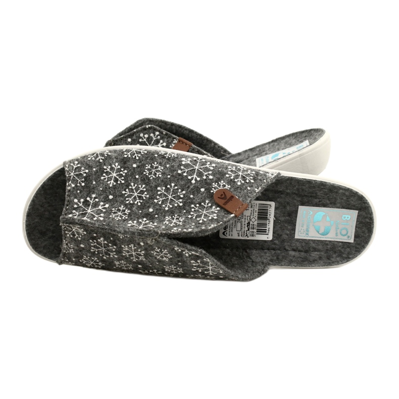 Adanex Filz-Schneeflocken-Hausschuhe 24217 weiß grau 6