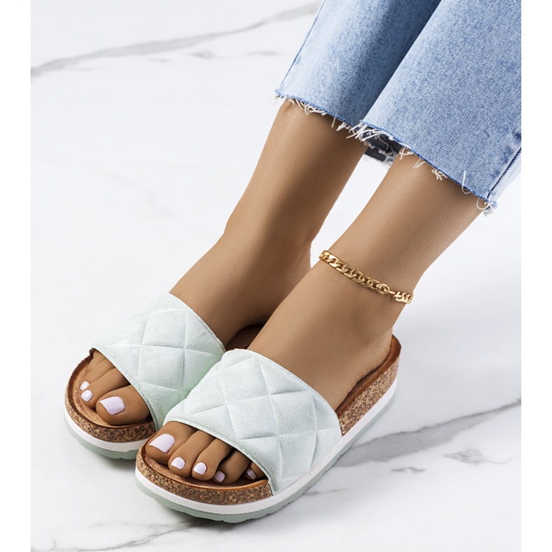 Grüne Sandalen auf der Korksohle von Galts 1