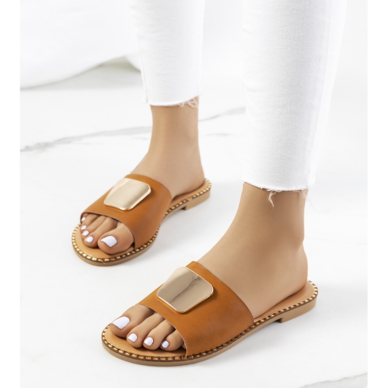 Braune Synan-Hausschuhe für Damen 1