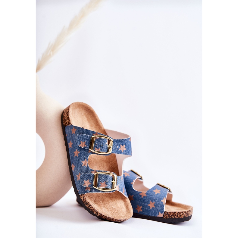 Vinceza Bequeme blaue Ander-Hausschuhe für Kinder beige 2