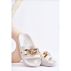 FK1 Kinder-Gummihausschuhe mit dekorativer Kette Weiß Suzie 1