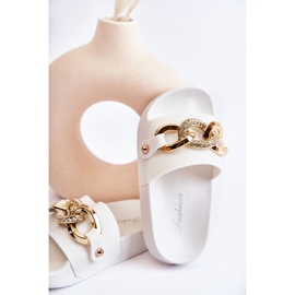 FK1 Kinder-Gummihausschuhe mit dekorativer Kette Weiß Suzie 2