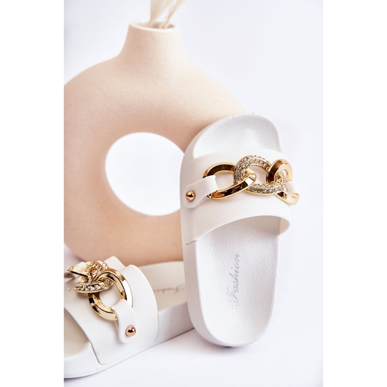 FK1 Kinder-Gummihausschuhe mit dekorativer Kette Weiß Suzie 2