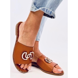 Larisa Camel Damenhausschuhe braun 2