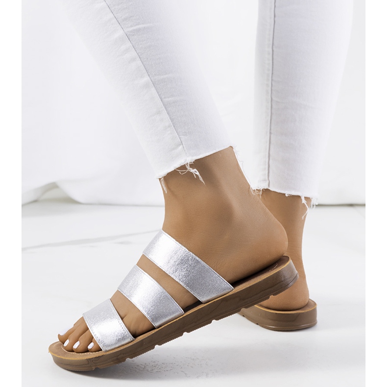 BM Cremik Damen Silber Hausschuhe silber- 1