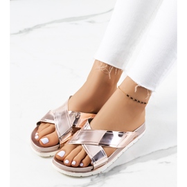 Goldene Nicolay-Hausschuhe für Damen rosa 1