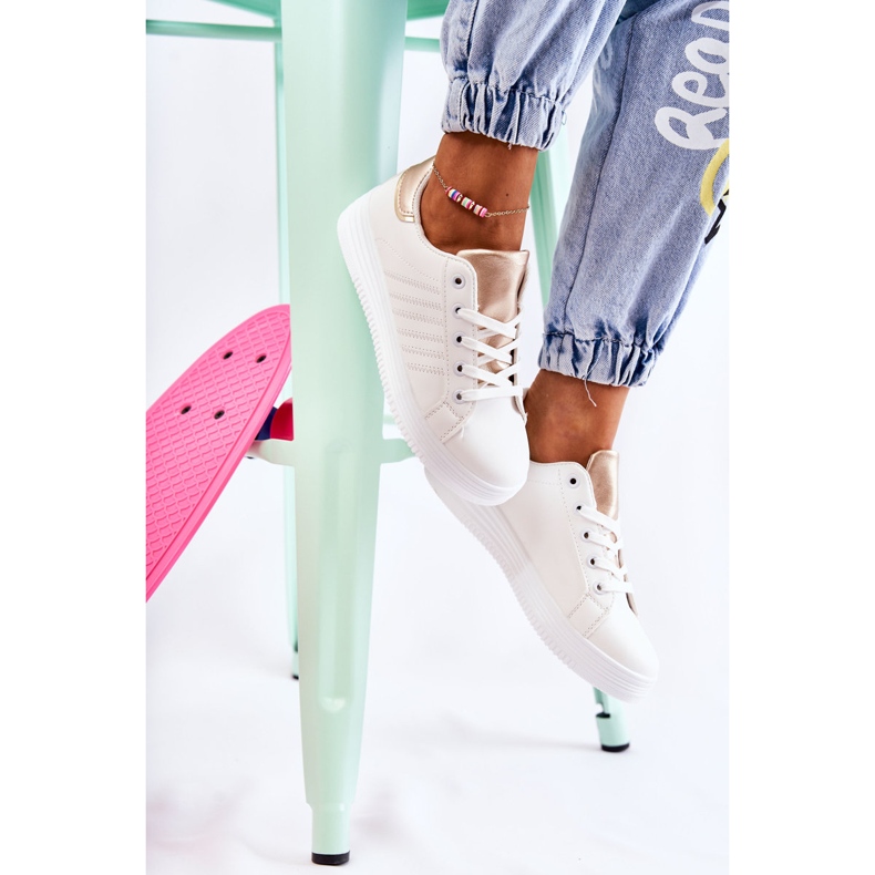 FK2 Weiße Sportschuhe für Damen Samanta golden 1